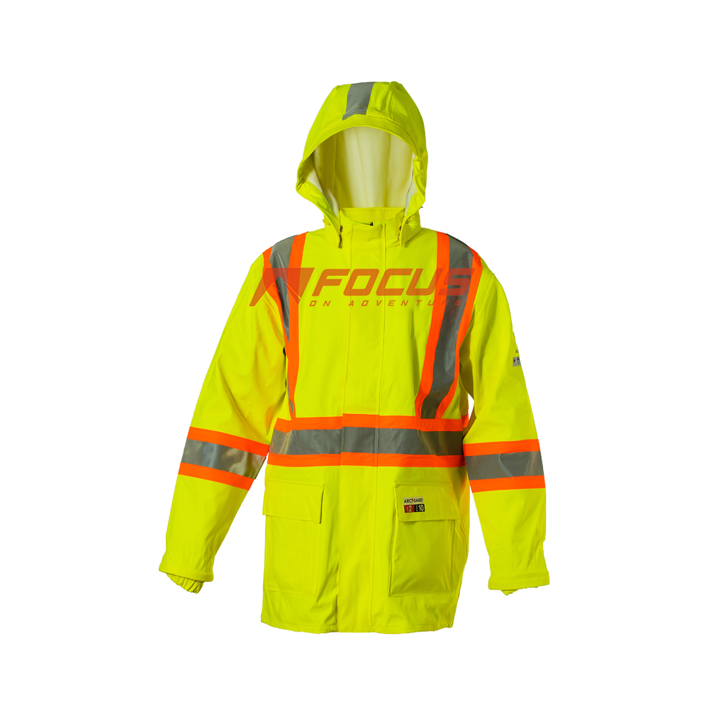 HI-VIZ FR AND ARC RATED PU ON FR COTTON RAIN JACKET